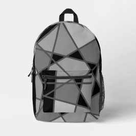 Asymmetrischer Schwarz-Grau-Rucksack von Joya Eve Bedruckter Rucksack