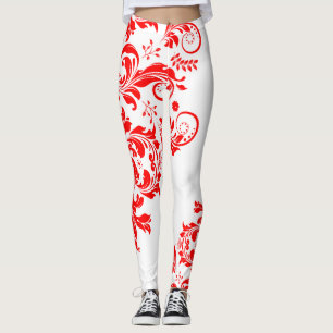 Asymmetrisches Design in Rot und Weiß Leggings