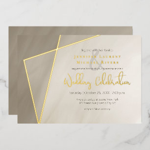 asymmetrisches Goldrahmen antikes Grau mit Gold Folieneinladung