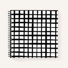 Asymmetrisches Schwarz/Weiß Kariert Notizbuch