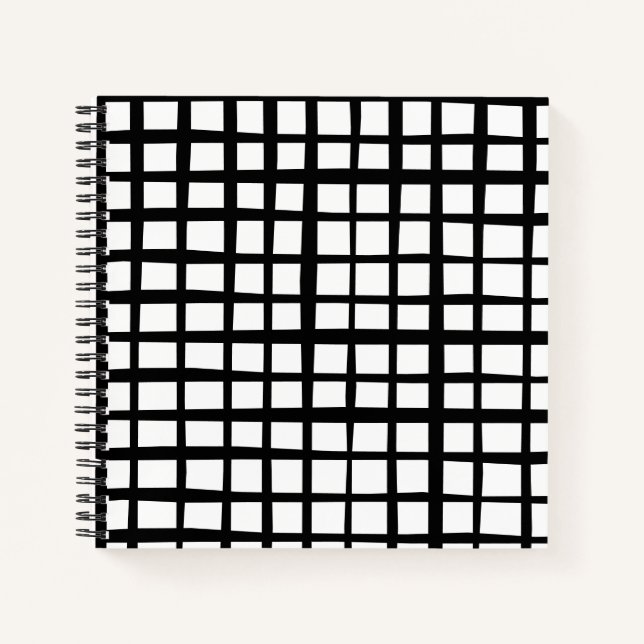 Asymmetrisches Schwarz/Weiß Kariert Notizbuch (Vorderseite)