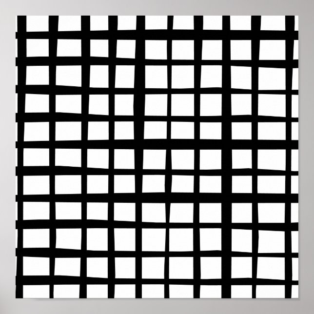 Asymmetrisches Schwarz/Weiß Kariert Poster (Vorne)