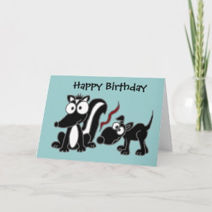 AT- Dog Sniffing Skunk Hintern Cartoon Karte