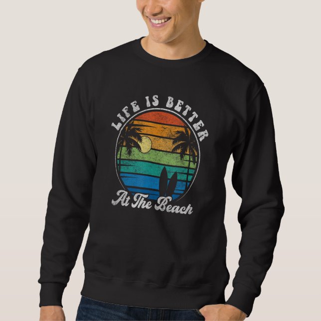 At The Beach 70s RetroS urfboard Surf Surfing Sweatshirt (Vorderseite)