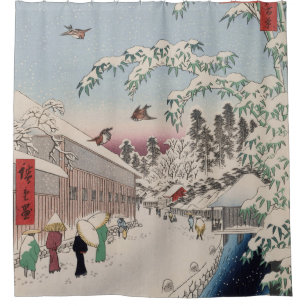 Atagoshita Yabu Lane Snow Scene Japanische Kunst Duschvorhang