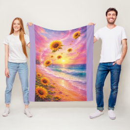 Atardecer de Paz Infinita: Girasoles Mágicos  Fleecedecke