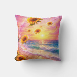 Atardecer de Paz Infinita: Girasoles Mágicos  Kissen