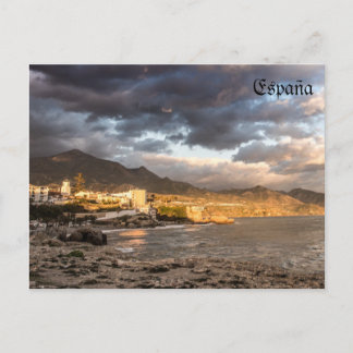 atardecer en la playa de Nerja en Málaga Postkarte