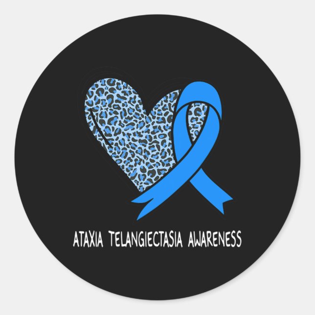 Ataxia Telangiectasia Awareness Blue Ribbon Runder Aufkleber (Vorderseite)