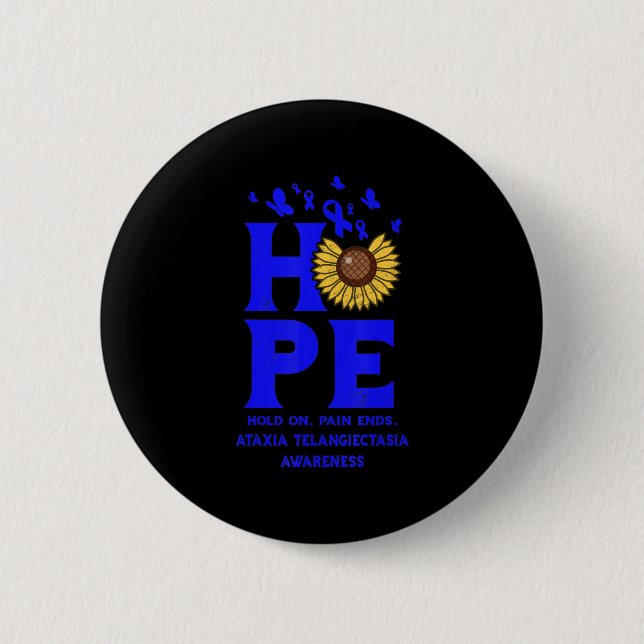 Ataxia Telangiectasia Blue Hope Vintag Sunflower Button (Vorderseite)