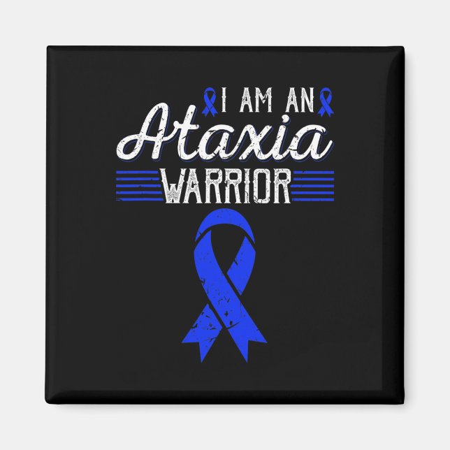 Ataxii Warrior Blue Ribbon Awareness Magnet (Vorne)
