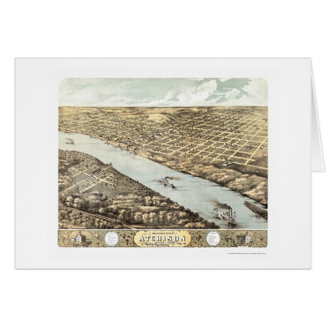 Atchison, KS panoramische Karte - 1869 (Vorderseite (Horizontal))