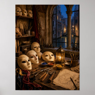 Atelier eines venezianischen Maskenherstellers 12x Poster