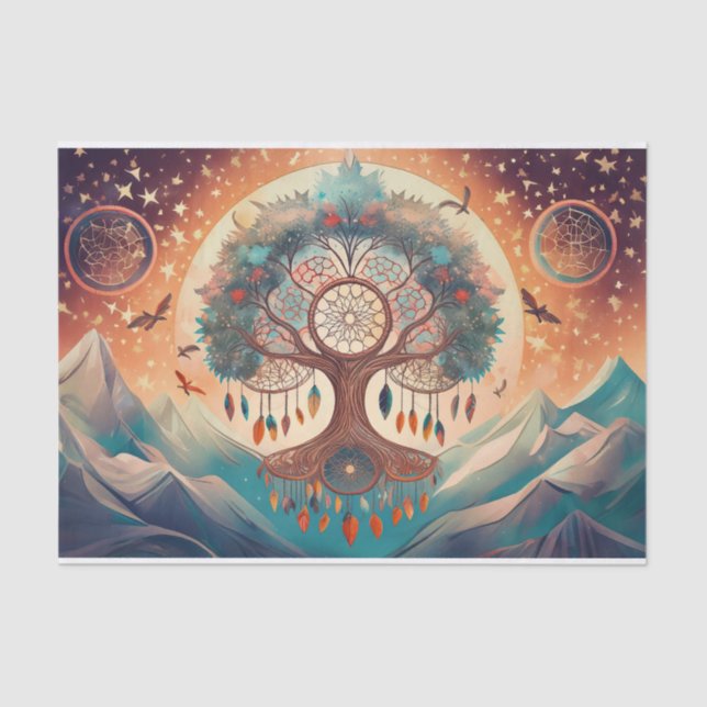 Atem des Everest, Dreamcatcher Tree of Life Seidenpapier (Vorderseite)