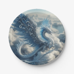 Atemberachender Drache, umgeben von Wolken Pappteller