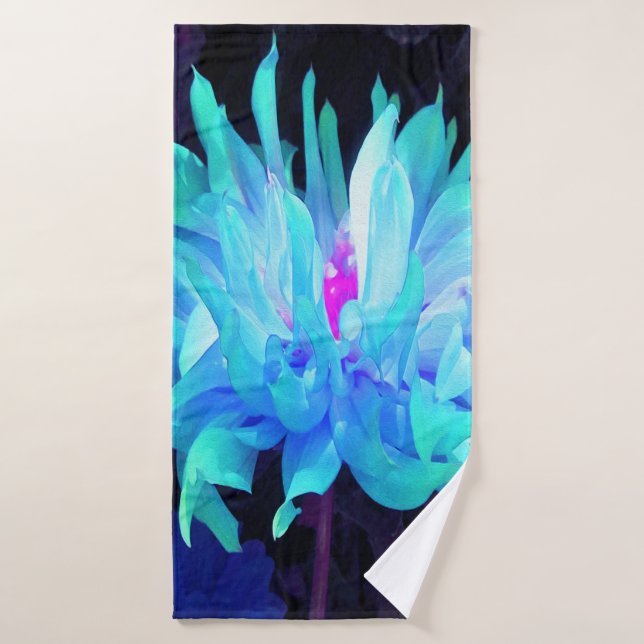 Atemberaubend Aqua Blue und Green Cactus Dahlia Badehandtuch (Badehandtuch)