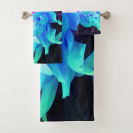 Atemberaubend Aqua Blue und Green Cactus Dahlia Badhandtuch Set