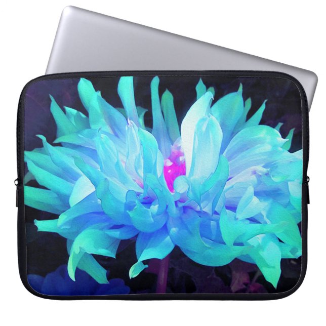 Atemberaubend Aqua Blue und Green Cactus Dahlia Laptopschutzhülle (Vorderseite)