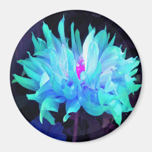 Atemberaubend Aqua Blue und Green Cactus Dahlia Magnet
