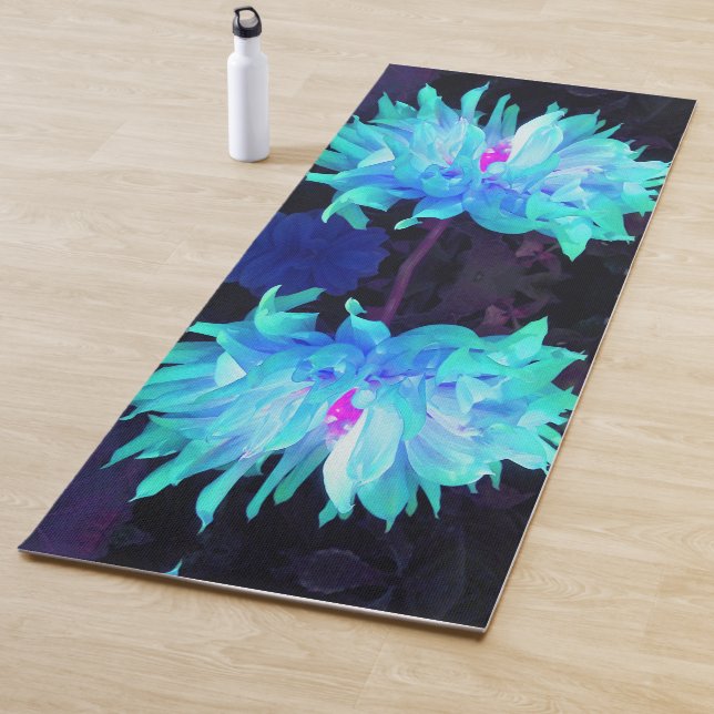 Atemberaubend Aqua Blue und Green Cactus Dahlia Yogamatte (Beispiel)