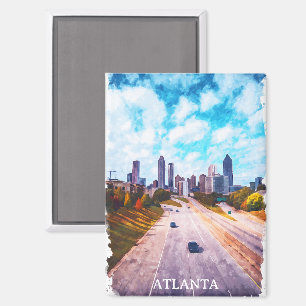 Atemberaubend Atlanta Georgia Travel Skyline Water Magnet