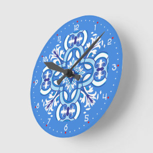 💙 Atemberaubend-Azulejos Runde Wanduhr