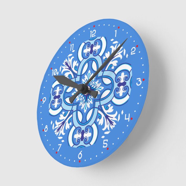 💙 Atemberaubend-Azulejos Runde Wanduhr (Winkel)