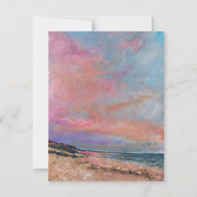 Atemberaubend Beach Sunset Watercolor Art Note Car (Vorderseite)