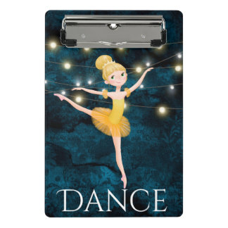 Atemberaubend Blond Ballerina Blue Background und Mini Klemmbrett