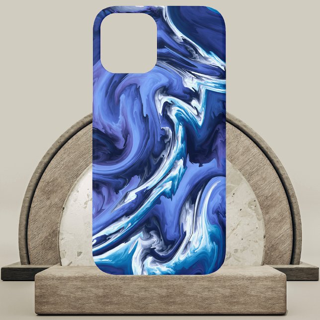 Atemberaubend Blue Agate Design Case-Mate iPhone Hülle (Stunning Blue Agate Design Phone Case on Marble and Wood Podium)