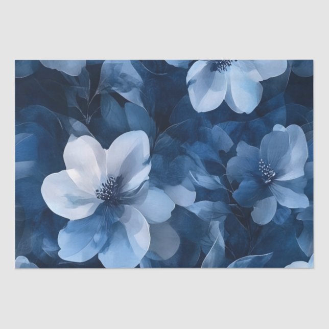 Atemberaubend Blue Floral Seidenpapier (Vorderseite)