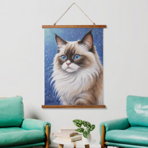 Atemberaubend Blue Mit Augen Ragdoll Cat Painting  Wandteppich Mit Holzrahmen