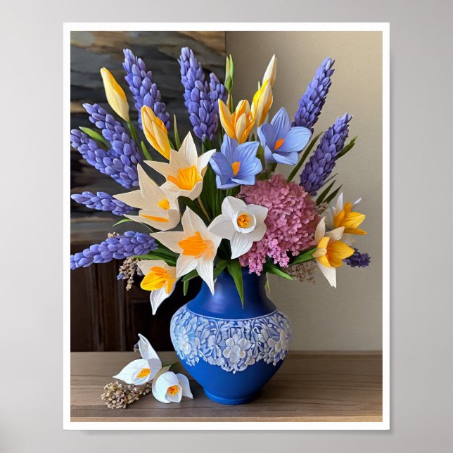 Atemberaubend Blue Vase Floral Arrangements Poster (Vorne)