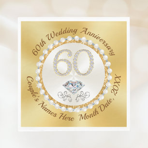 Atemberaubend Diamond, Neapel zum 60. Hochzeitstag Serviette