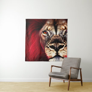 Atemberaubend Fierce Wilderness Male Lion Wandteppich