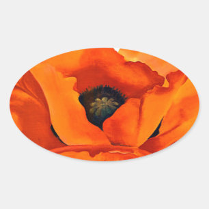 Atemberaubend Georgia O'Keeffe Red Poppy Ovaler Aufkleber