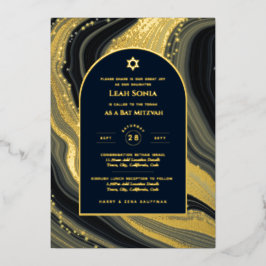 Atemberaubend GOLD FOIL Agate Marble Bat Mitzvah Folieneinladung