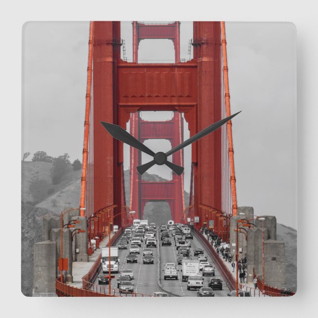 ATEMBERAUBEND! GOLDEN GATE BRIDGE CALIFORNIA USA QUADRATISCHE WANDUHR (Vorderseite)