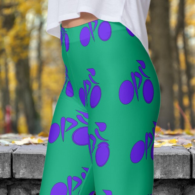 Atemberaubend-grüne blaue Damen Radmuster Leggings (Womens Cycling on Green Blue Leggings)