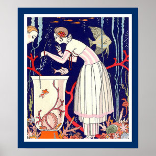 ATEMBERAUBEND KLEINER FISCH, ART DECO SCHÖNHEIT FA POSTER