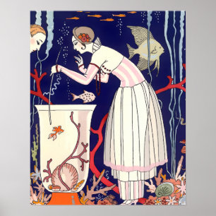 ATEMBERAUBEND KLEINER FISCH, ART DECO SCHÖNHEIT FA POSTER
