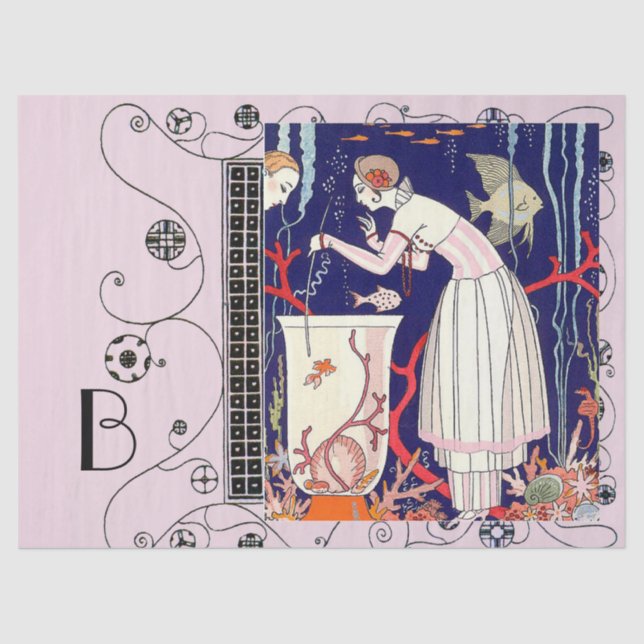 ATEMBERAUBEND KLEINER FISCH, ART DECO SCHÖNHEIT FA SEIDENPAPIER (Vorderseite)