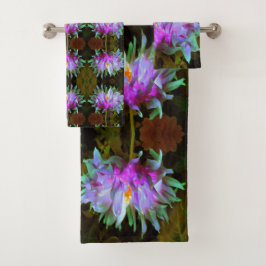 Atemberaubend Magenta und Lime Green Cactus Dahlia Badhandtuch Set