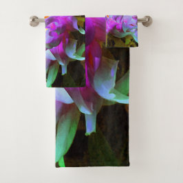 Atemberaubend Magenta und Lime Green Cactus Dahlia Badhandtuch Set