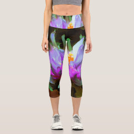 Atemberaubend Magenta und Lime Green Cactus Dahlia Capri Leggings