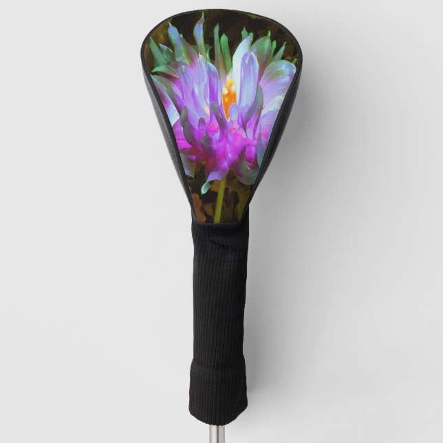Atemberaubend Magenta und Lime Green Cactus Dahlia Golf Headcover (Vorderseite)