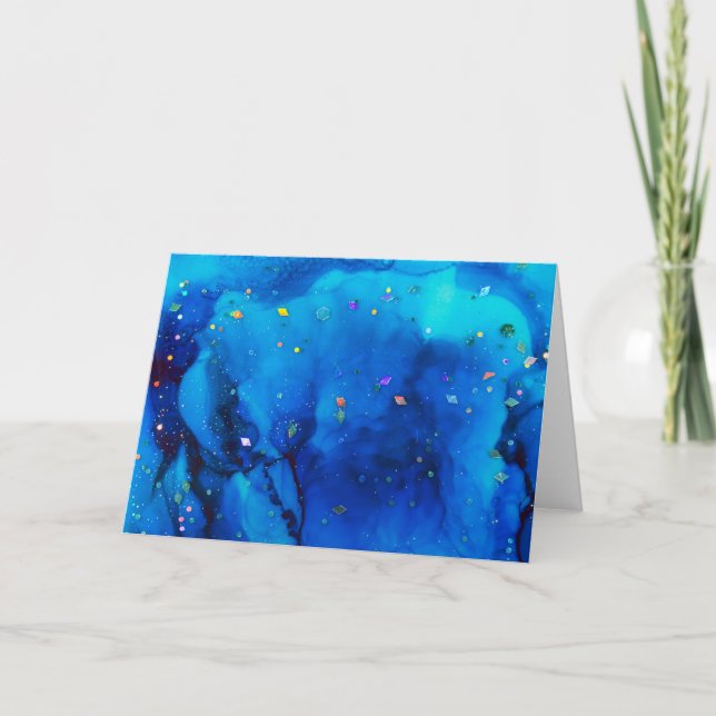 Atemberaubend Ocean Holographic Alcohol Ink Painti Karte (Vorderseite)
