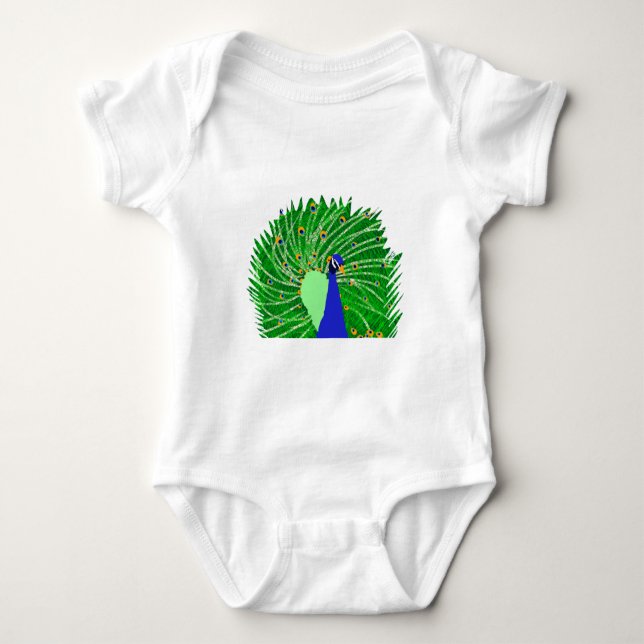 Atemberaubend Peacock Originalkunst von Sophie Age Baby Strampler (Vorderseite)