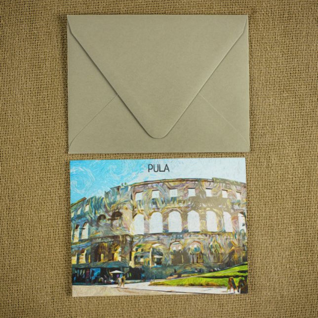 Atemberaubend Pula Kroatien Ölgemälde in der Stadt Postkarte (pula croatia painting postcard)