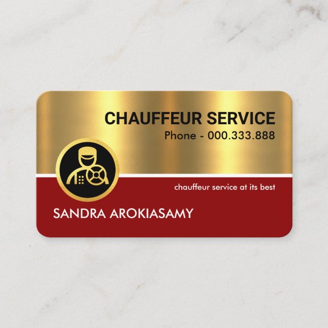 Atemberaubend Red Gold Line Chauffeur Visitenkarte (Vorderseite)